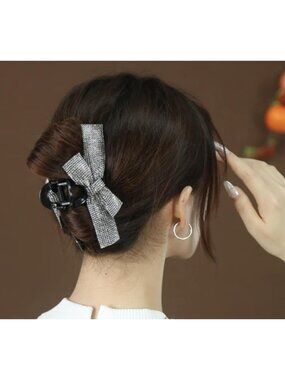 Crystal Rhinestone Bow Hair Claw Clip Elegant Statement Hair Accessory for Women